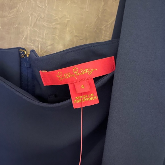 🦋BNWT🦋 Lilly Pulitzer Jada Off-The-Shoulder Jumpsuit in Oyster Bay Navy - Picture 5 of 5